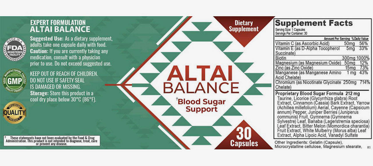 Altai Balance Supplement Fact